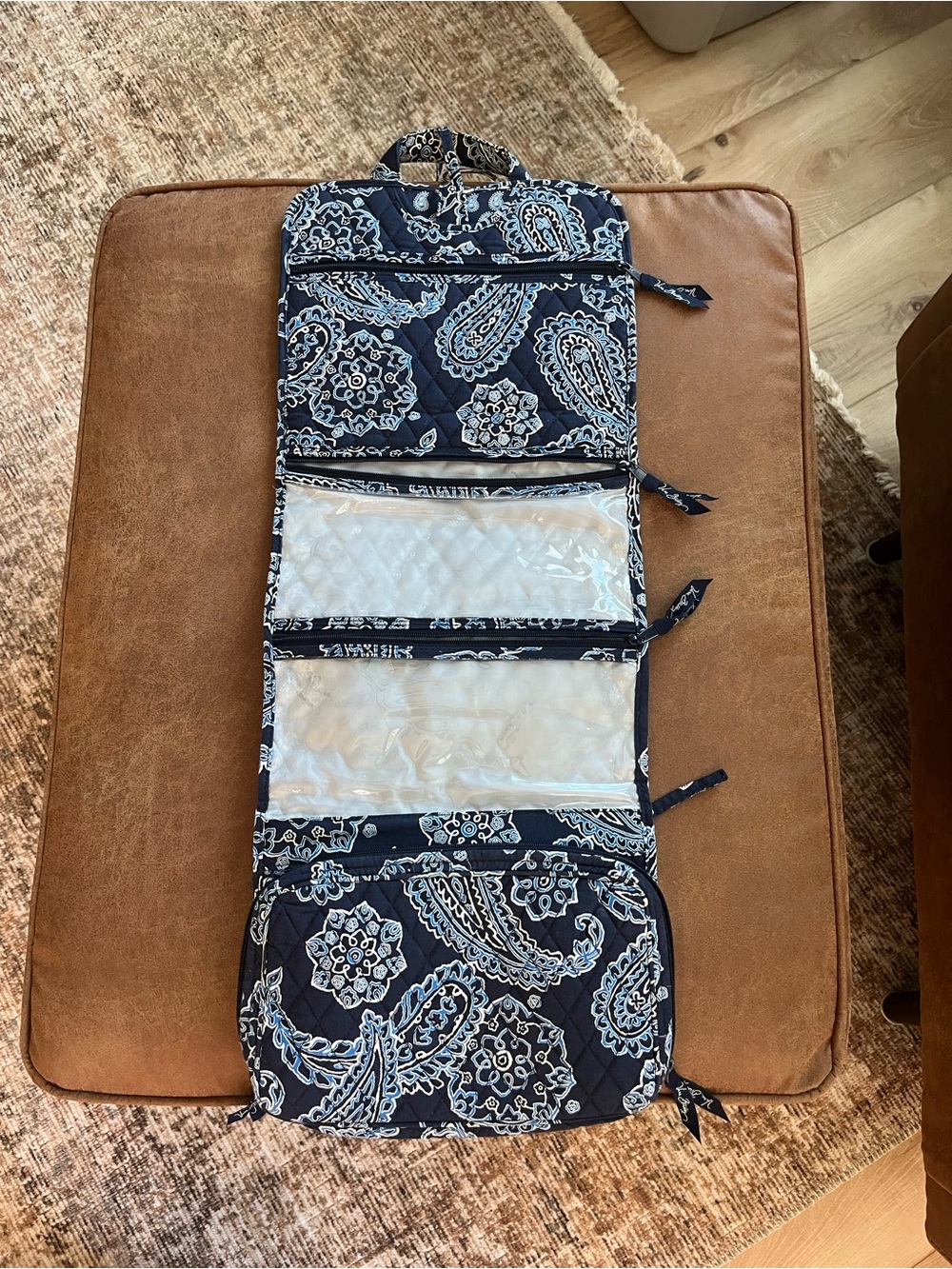 Vera Bradley Navy Blue White Paisley Hanging Toiletry Bag